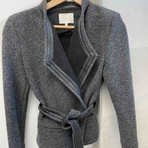 Like New - IRO Awa Tweed Leather Trim Jacket Size 10 US